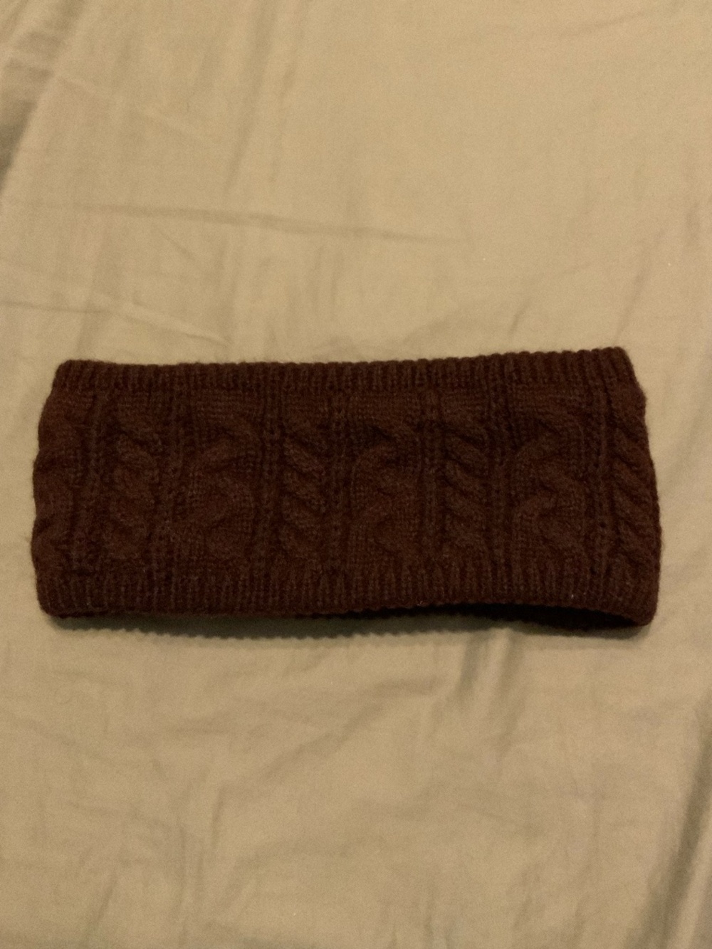 Maroon fleece-lined knit ear warmer
